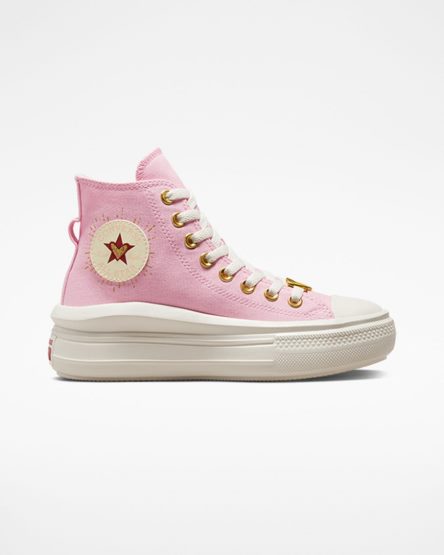 Sapatos Plataforma Converse Chuck Taylor All Star Move Hearts Cano Alto Feminino Laranja Rosa | PT Q059P43